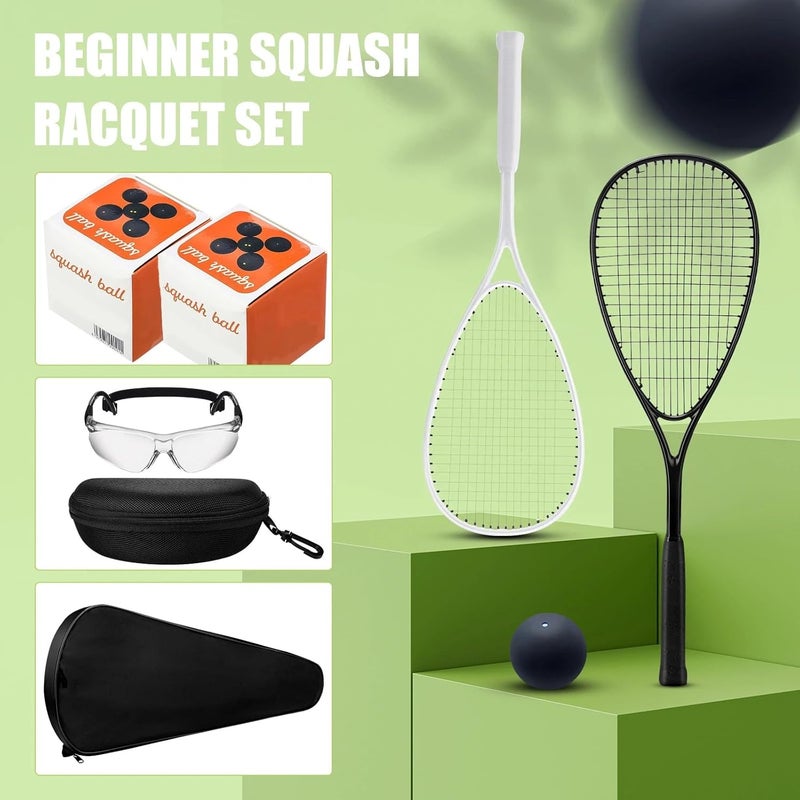 Seenelling 2 Pack Beginner Squash Racquet Set Includes 2 Racquets with Racket Bags, 2 Anti Fog Goggles with Cases, and 2 Blue Dot Squash Ball for Beginners, Training, and Recreational Play - Image 3
